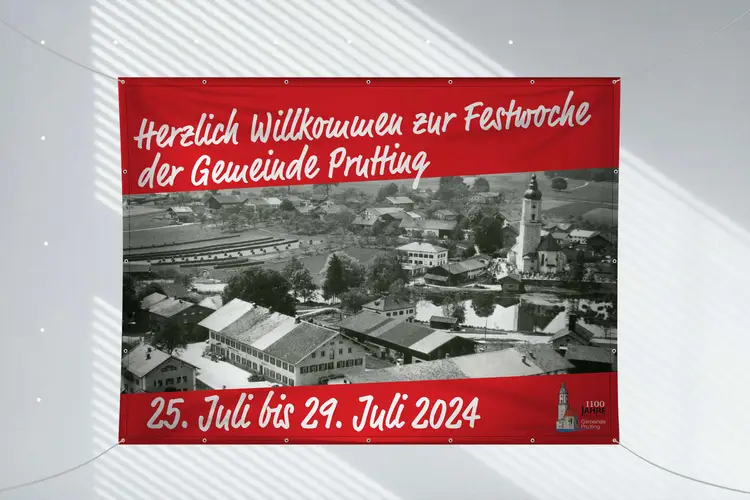 Festwoche 1100 Jahre Prutting Banner Bühnenbild